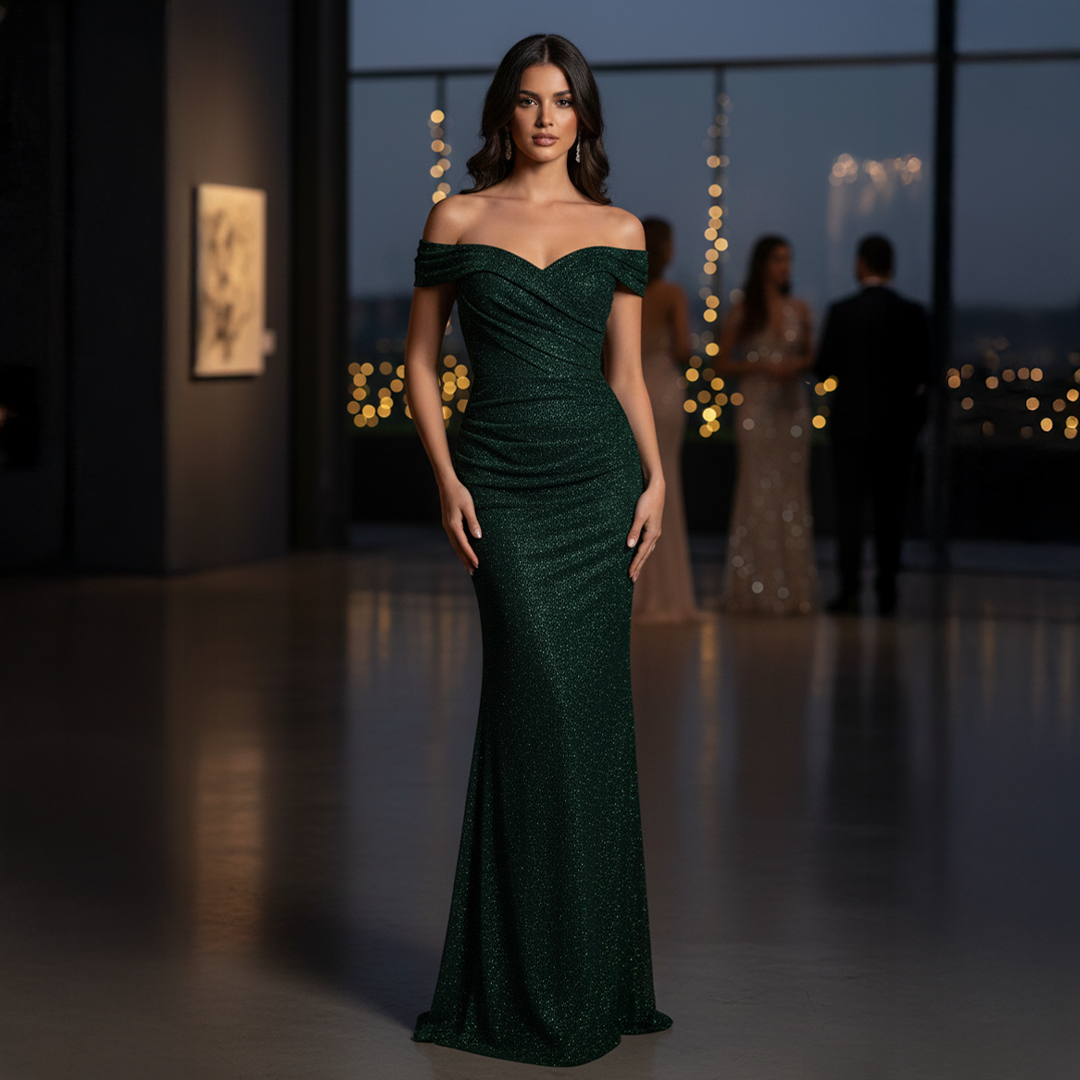 فستان سهرة اخضر