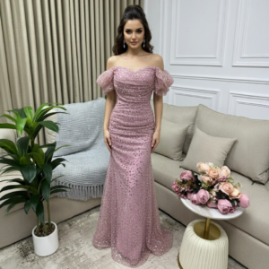 فستان سهره وردي باودر