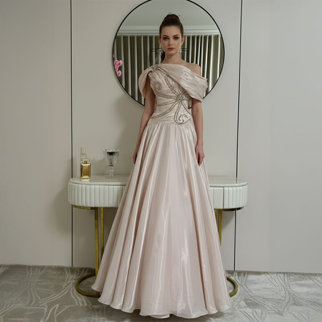 فستان سهره وردي فاتح