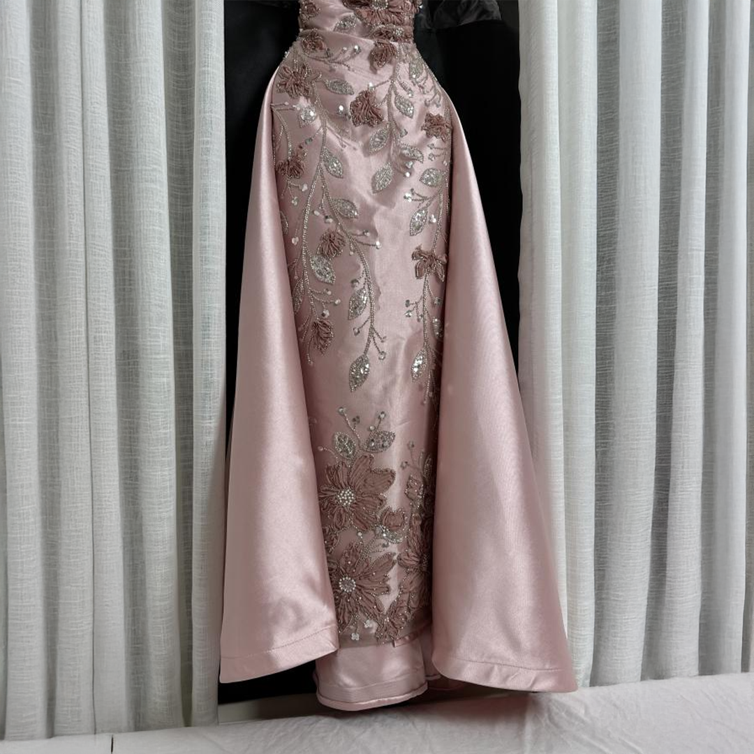 فستان سهره وردي فاتح - الصورة 6