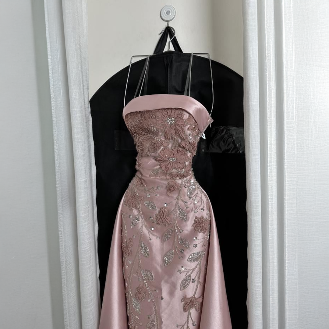 فستان سهره وردي فاتح - الصورة 5