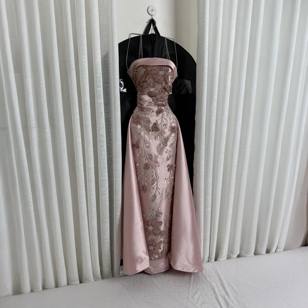 فستان سهره وردي فاتح - الصورة 2