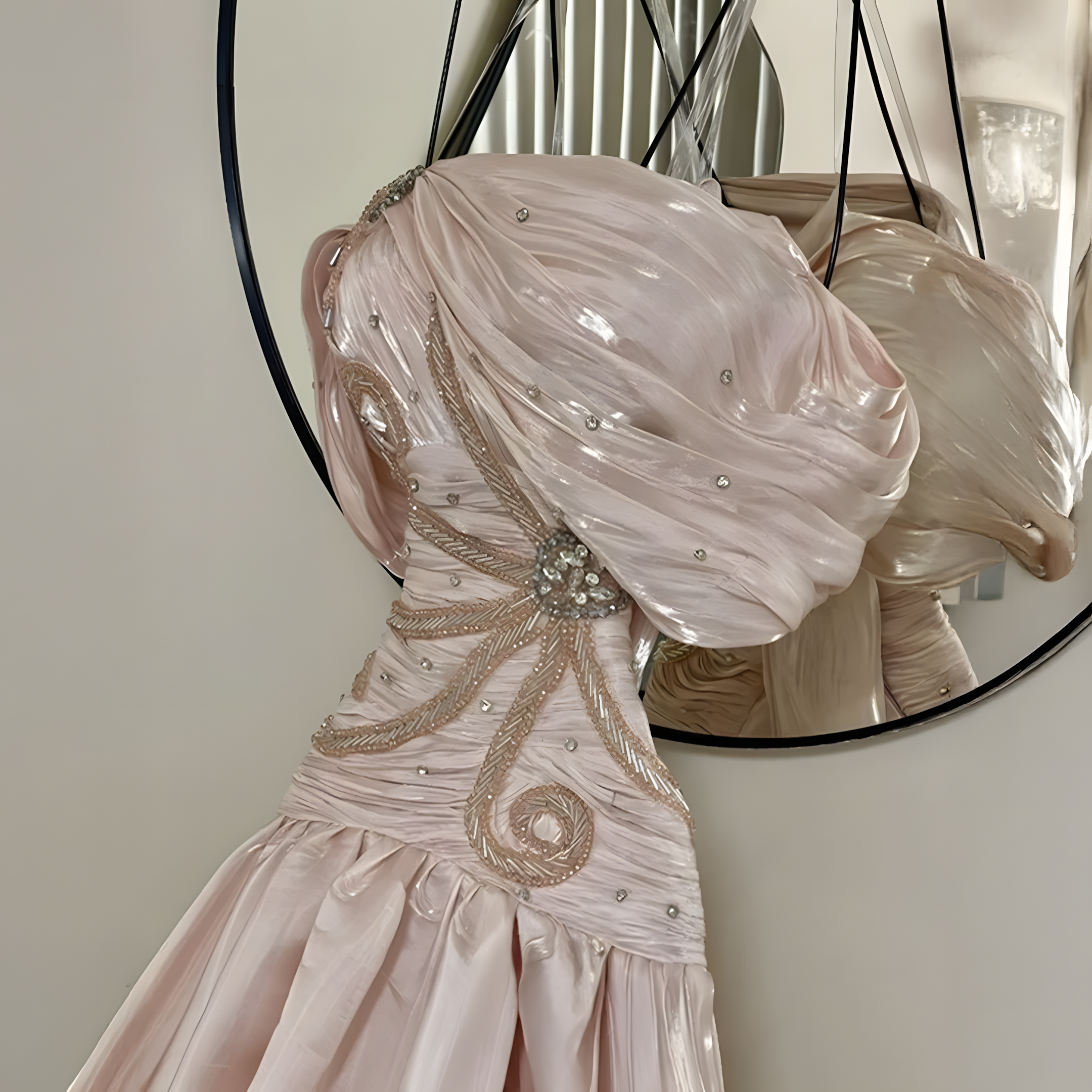 فستان سهره وردي فاتح - الصورة 4