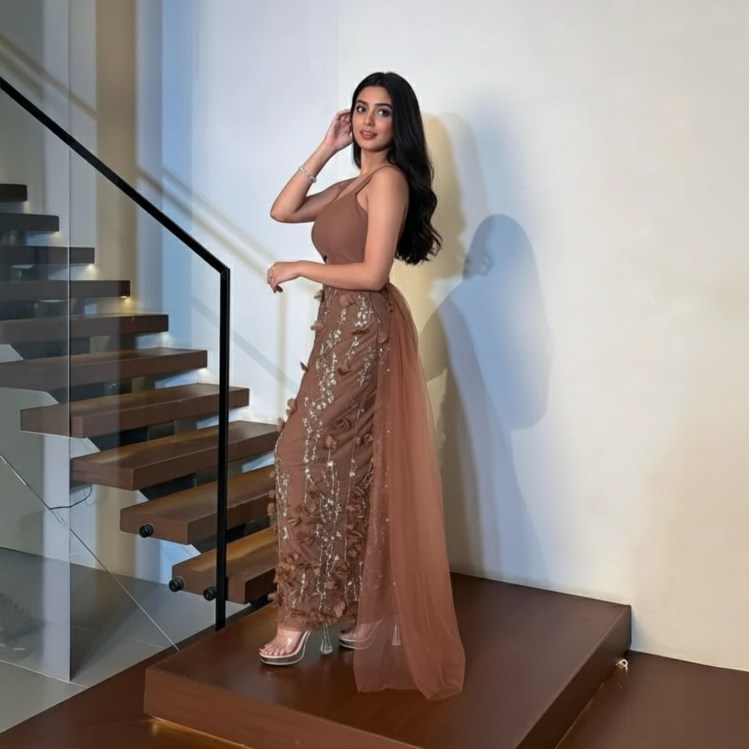 فستان سهره شوكولاتي - الصورة 2