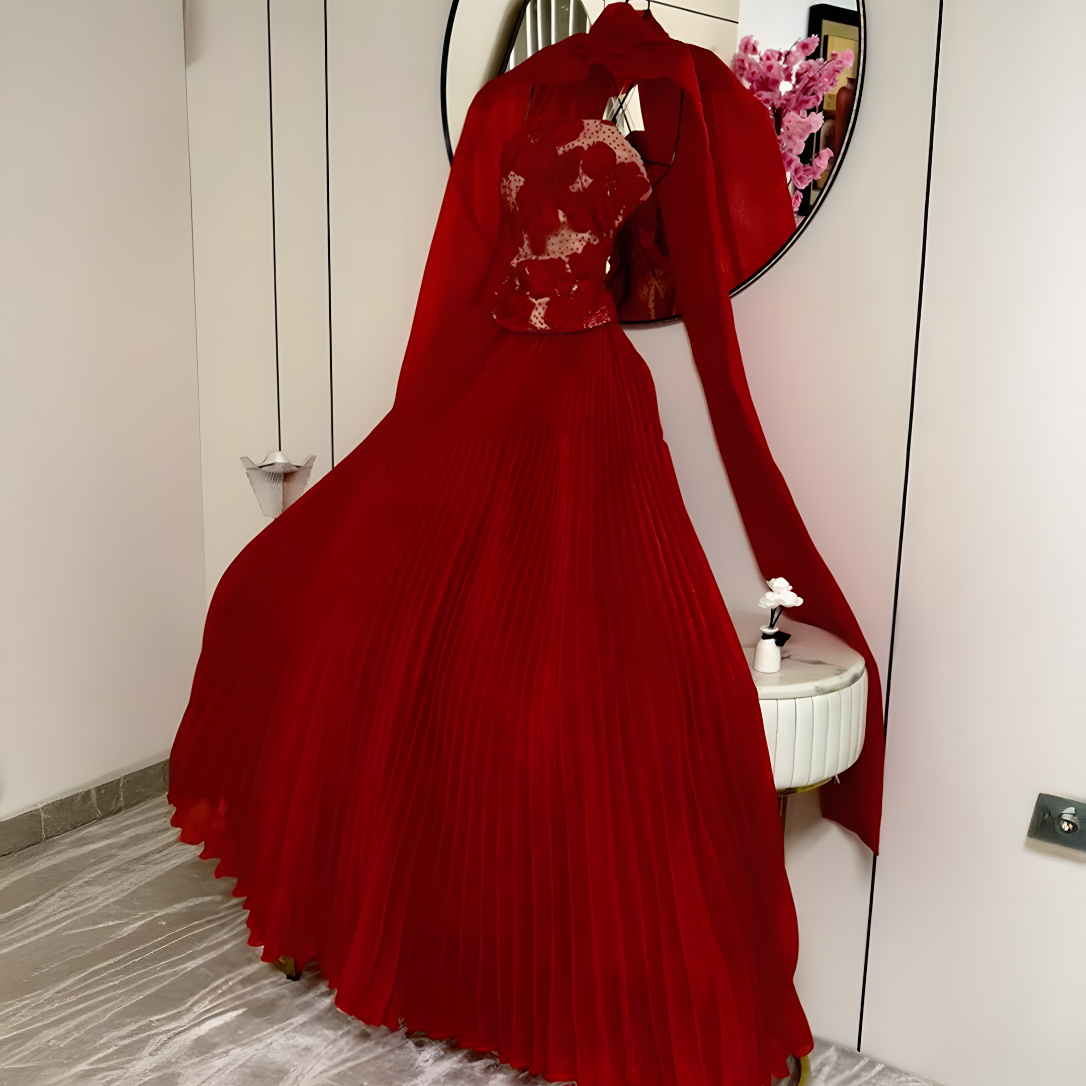 فستان سهره احمر غامق - الصورة 3