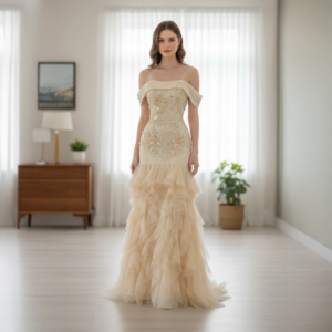 فستان سهره كريمي