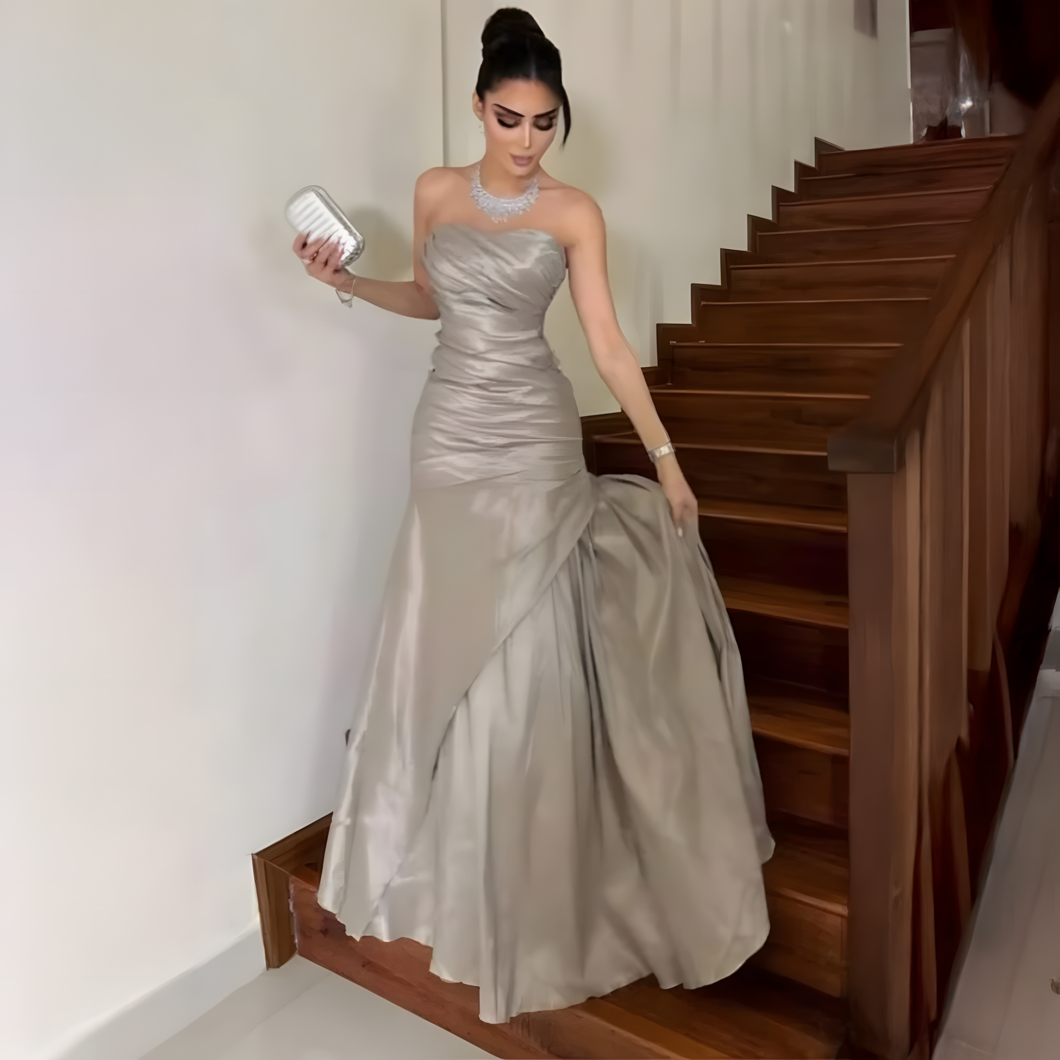 فستان سهره رمادي