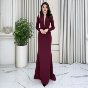 فستان سهره عنابي