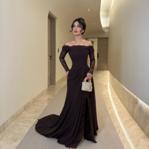 فستان ناعم بني الغامق