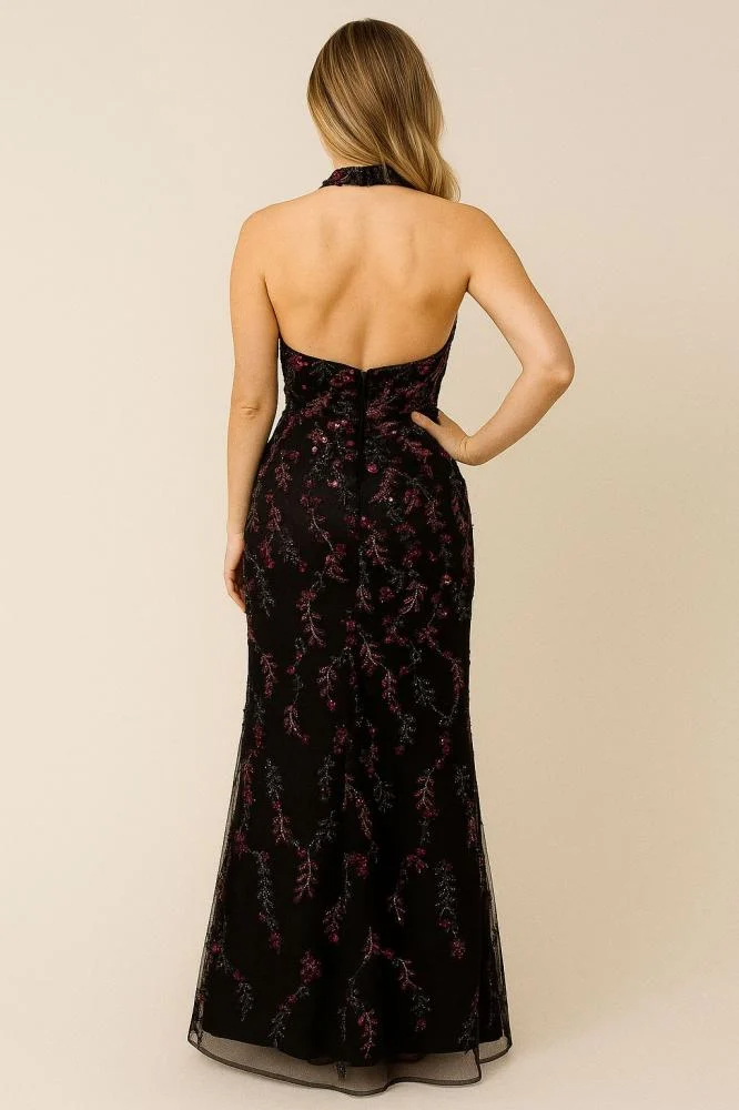 فستان سهره اسود مطرز - الصورة 2