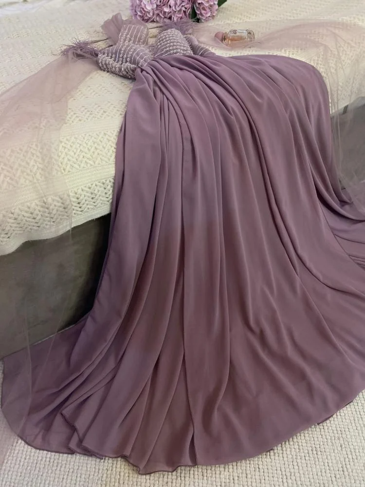 فستان حوامل ليلكي - الصورة 3